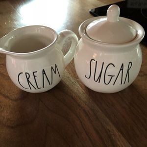 NWT set of 2 Rae Dunn Cream and sugar large letter